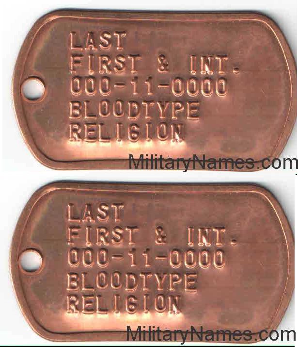 COPPER DOG TAGS